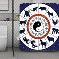 Yin Yang Chinese Zodiac Wheel Print Polyester Shower Curtain