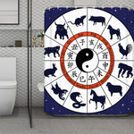 Yin Yang Chinese Zodiac Wheel Print Polyester Shower Curtain