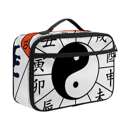 Yin Yang Chinese Zodiac Wheel Print Portable Lunch Bag