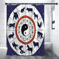 Yin Yang Chinese Zodiac Wheel Print Premium Shower Curtain
