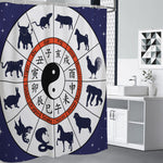 Yin Yang Chinese Zodiac Wheel Print Premium Shower Curtain