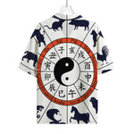 Yin Yang Chinese Zodiac Wheel Print Rayon Hawaiian Shirt