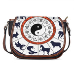 Yin Yang Chinese Zodiac Wheel Print Saddle Bag