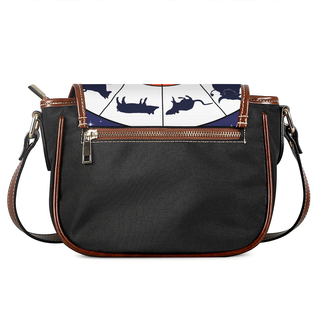 Yin Yang Chinese Zodiac Wheel Print Saddle Bag