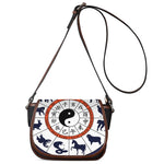 Yin Yang Chinese Zodiac Wheel Print Saddle Bag