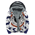 Yin Yang Chinese Zodiac Wheel Print Sherpa Lined Zip Up Hoodie