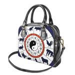 Yin Yang Chinese Zodiac Wheel Print Shoulder Handbag