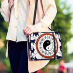 Yin Yang Chinese Zodiac Wheel Print Shoulder Strap Bible Bag