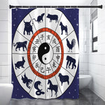 Yin Yang Chinese Zodiac Wheel Print Shower Curtain
