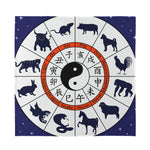 Yin Yang Chinese Zodiac Wheel Print Silk Bandana