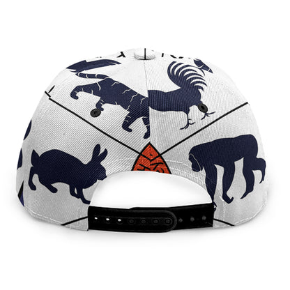 Yin Yang Chinese Zodiac Wheel Print Snapback Cap