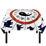 Yin Yang Chinese Zodiac Wheel Print Tablecloth