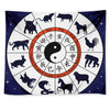 Yin Yang Chinese Zodiac Wheel Print Tapestry