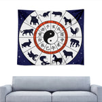 Yin Yang Chinese Zodiac Wheel Print Tapestry