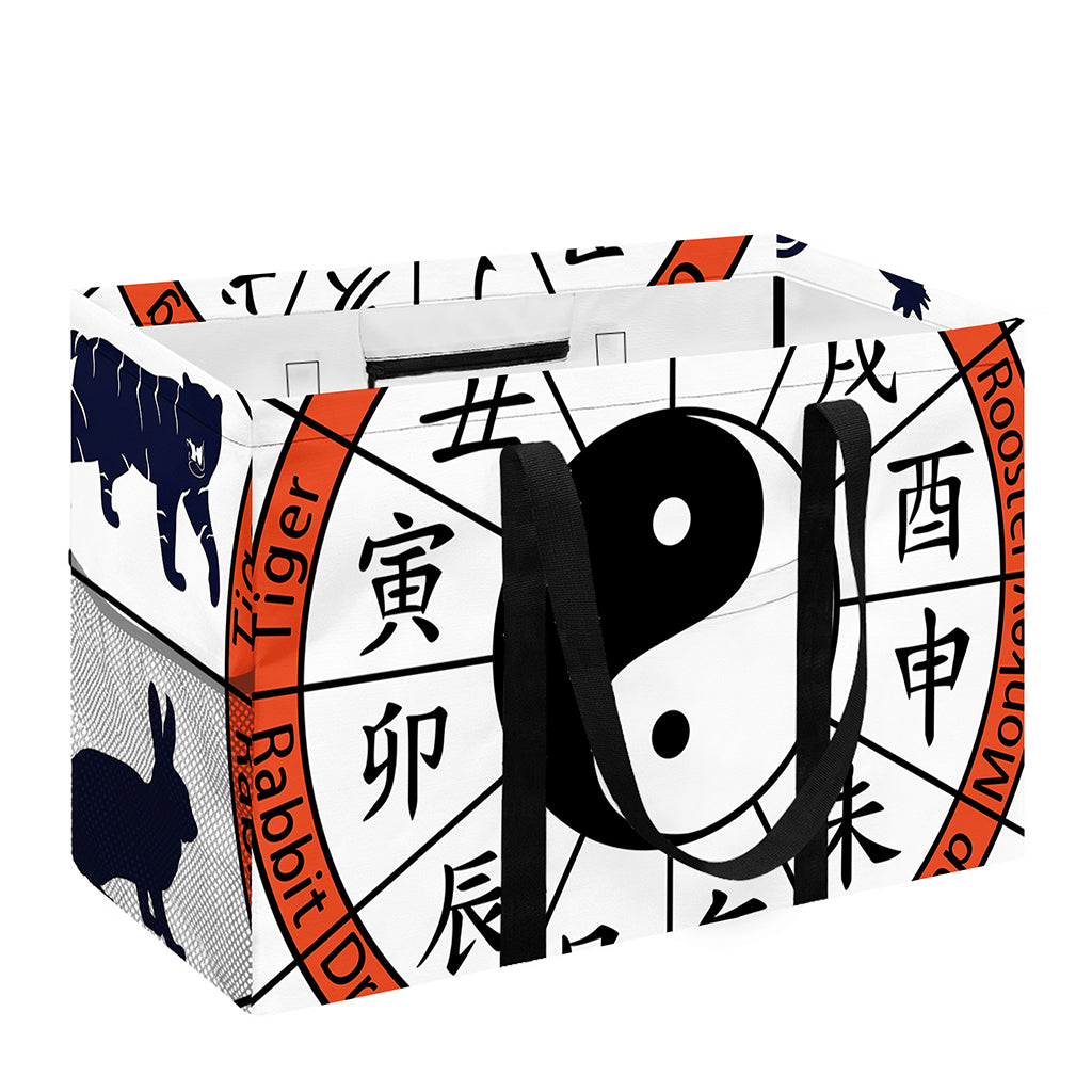 Yin Yang Chinese Zodiac Wheel Print Utility Tote Bag