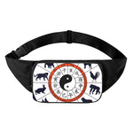 Yin Yang Chinese Zodiac Wheel Print Waist Bag