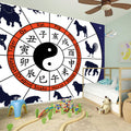 Yin Yang Chinese Zodiac Wheel Print Wall Sticker