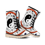 Yin Yang Chinese Zodiac Wheel Print Winter Boots