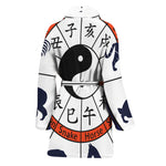 Yin Yang Chinese Zodiac Wheel Print Women's Bathrobe