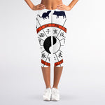 Yin Yang Chinese Zodiac Wheel Print Women's Capri Leggings