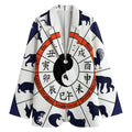 Yin Yang Chinese Zodiac Wheel Print Women's Cotton Blazer