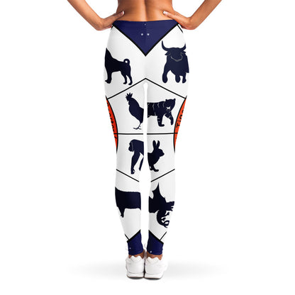 Yin Yang Chinese Zodiac Wheel Print Women's Leggings