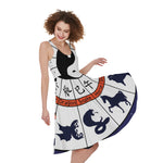 Yin Yang Chinese Zodiac Wheel Print Women's Sleeveless Dress