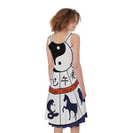 Yin Yang Chinese Zodiac Wheel Print Women's Sleeveless Dress