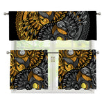 Yin Yang Owl Print 3 Piece Kitchen Curtains