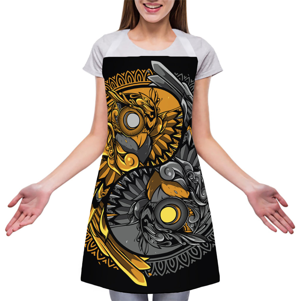 Yin Yang Owl Print Adjustable Apron