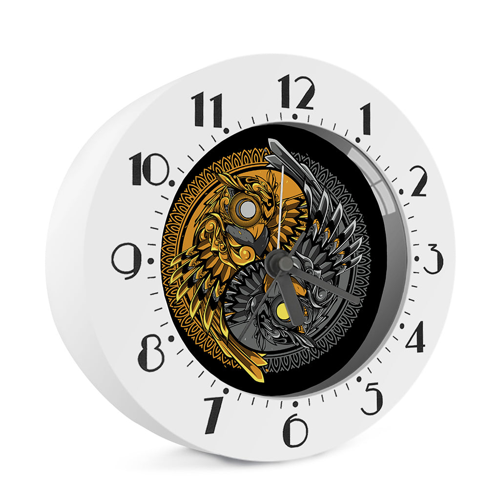 Yin Yang Owl Print Alarm Clock