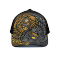 Yin Yang Owl Print Black Mesh Trucker Hat