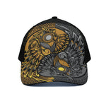 Yin Yang Owl Print Black Mesh Trucker Cap