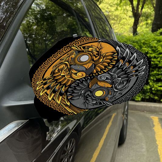 Yin Yang Owl Print Car Side Mirror Covers