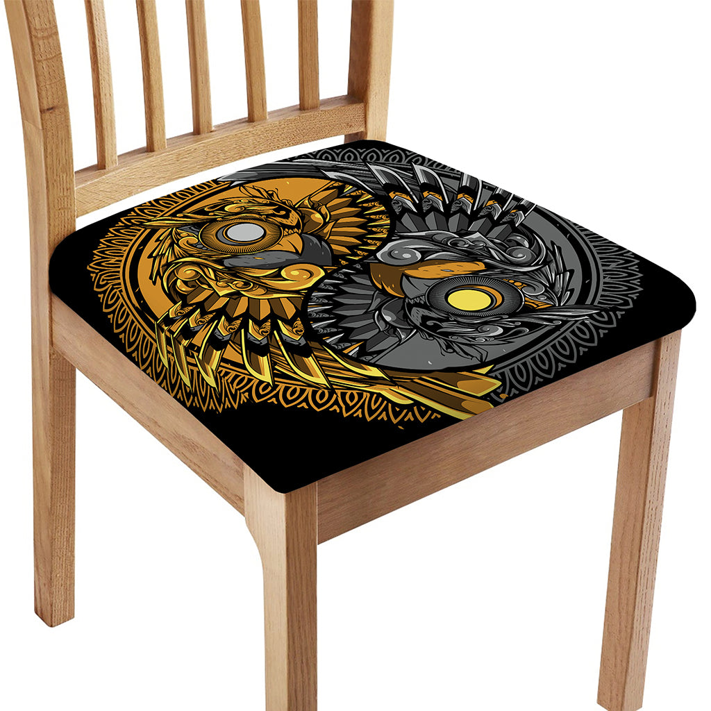 Yin Yang Owl Print Chair Cushion Cover