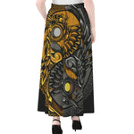 Yin Yang Owl Print Chiffon Maxi Skirt