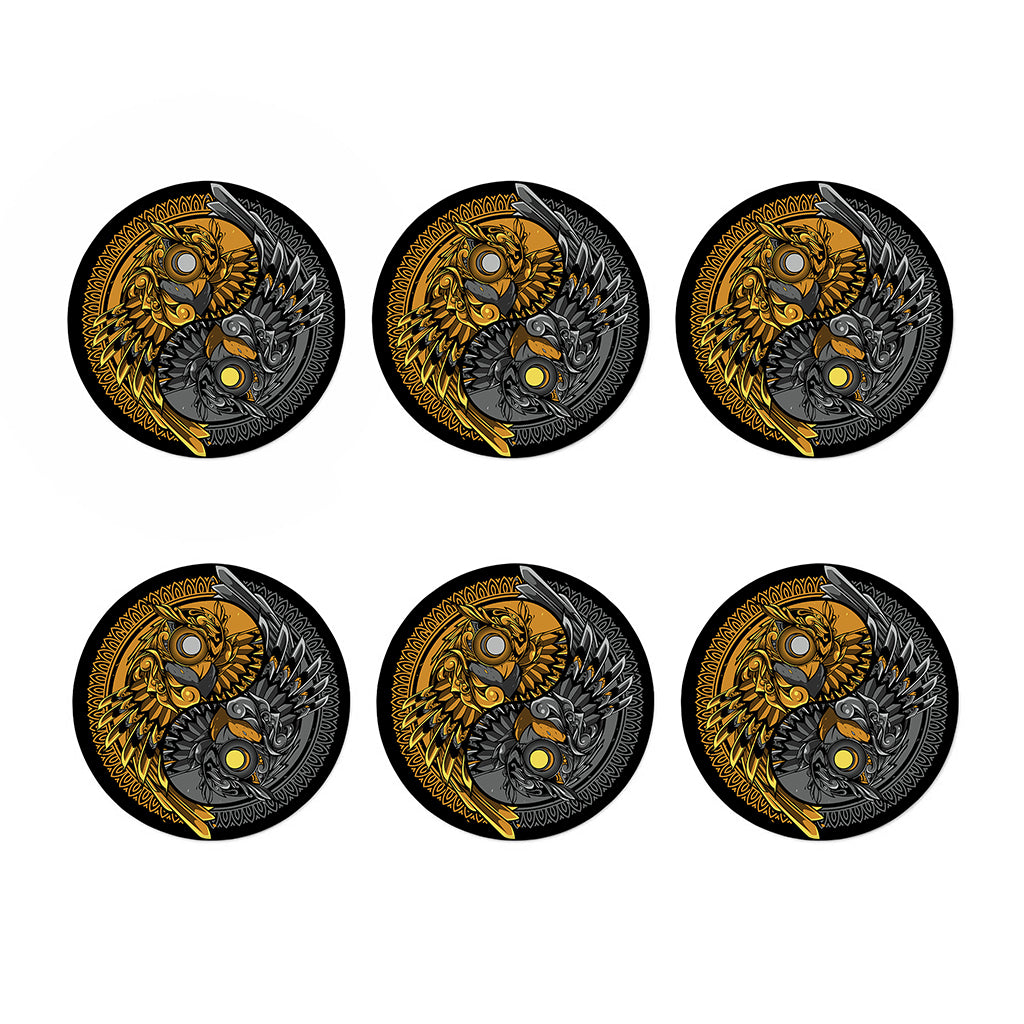 Yin Yang Owl Print Coaster Set