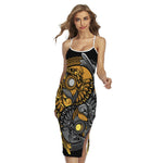 Yin Yang Owl Print Cross Back Cami Dress