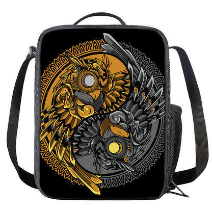 Yin Yang Owl Print Crossbody Lunch Bag