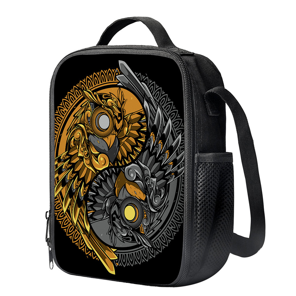 Yin Yang Owl Print Crossbody Lunch Bag