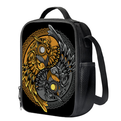 Yin Yang Owl Print Crossbody Lunch Bag