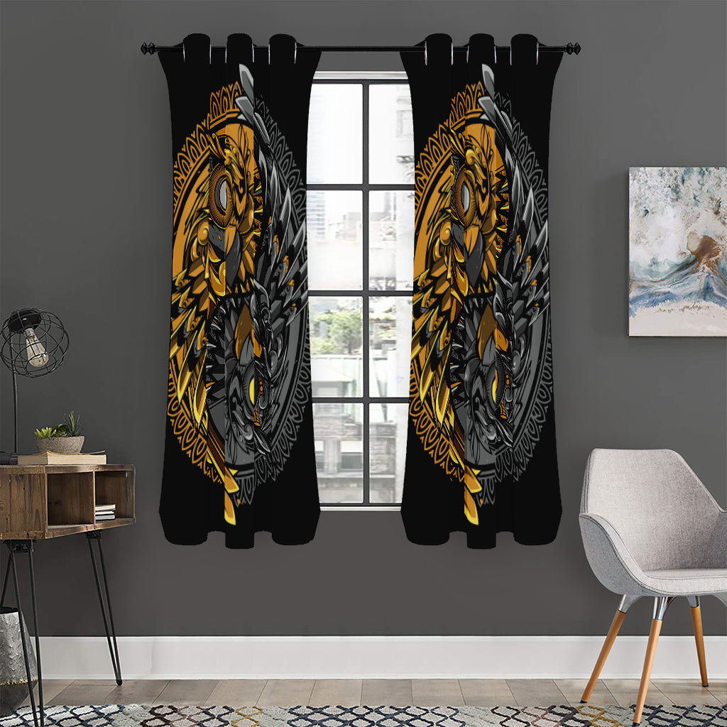 Yin Yang Owl Print Curtain