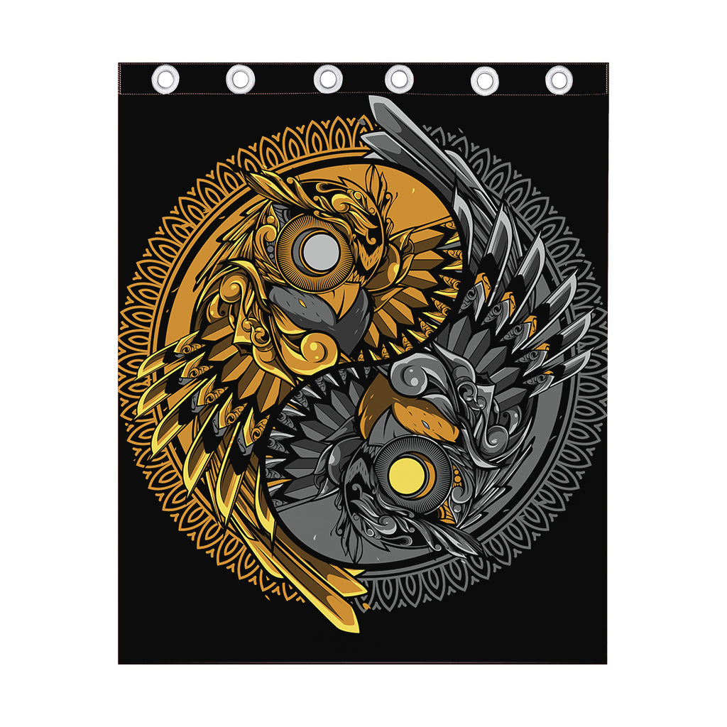 Yin Yang Owl Print Curtain