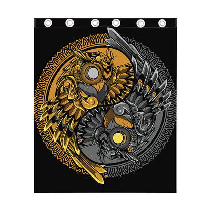 Yin Yang Owl Print Curtain