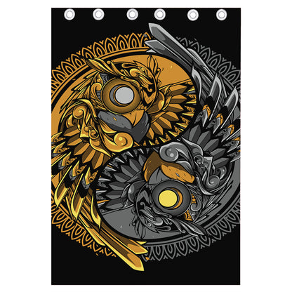 Yin Yang Owl Print Curtain