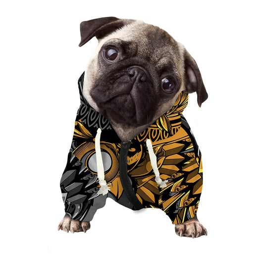 Yin Yang Owl Print Dog Zip Up Hoodie