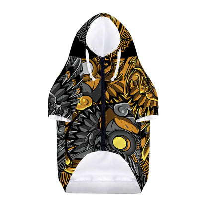 Yin Yang Owl Print Dog Zip Up Hoodie