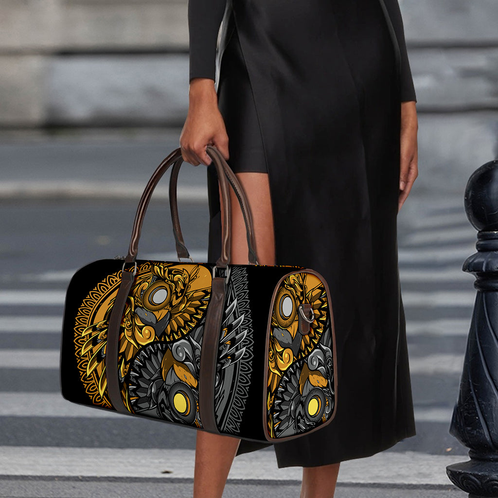 Yin Yang Owl Print Duffle Bag