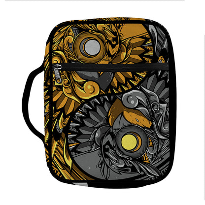 Yin Yang Owl Print Front Pocket Bible Bag