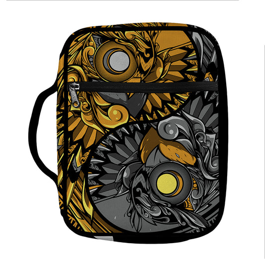 Yin Yang Owl Print Front Pocket Bible Bag